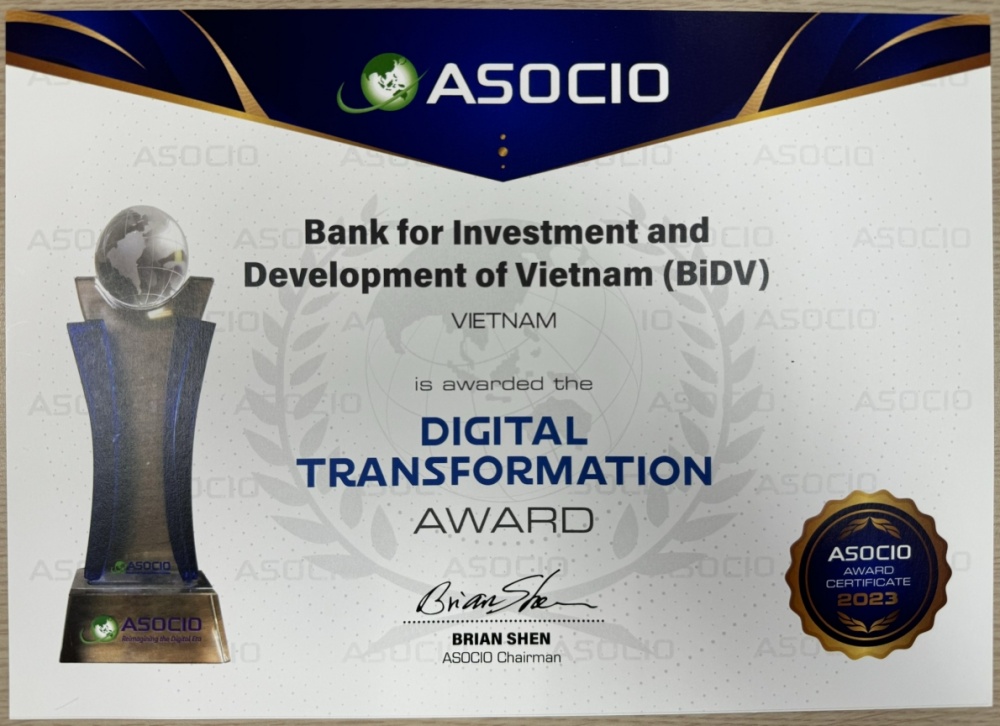 BIDV đạt giải “Đơn vị chuyển đổi số xuất sắc” ASOCIO 2023