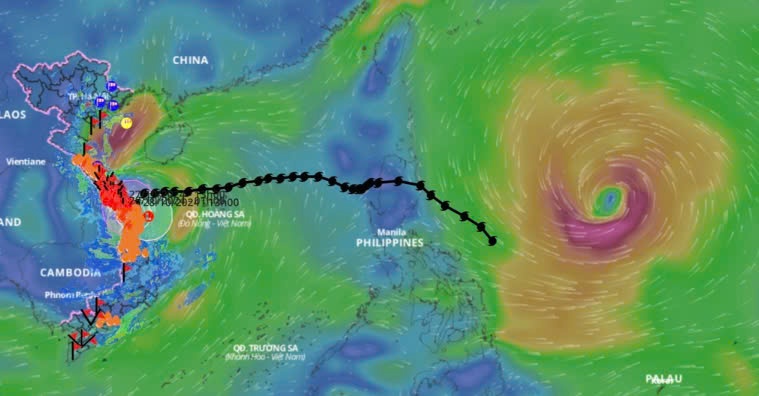 Bão Kong-rey tiếp tục mạnh thêm và không loại trừ khả năng sẽ tiệm cận vào khu vực Biển Đông (Ảnh: Hệ thống giám sát thiên tai).