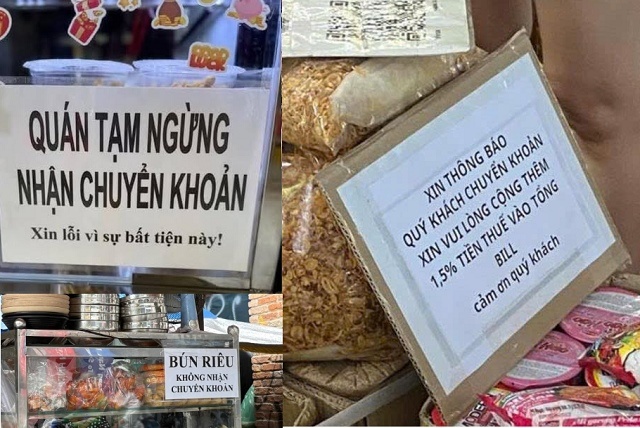 Nhiều tiểu thương và hộ kinh doanh nhỏ lẻ đã đăng tải trên mạng xã hội các thông báo không nhận chuyển khoản