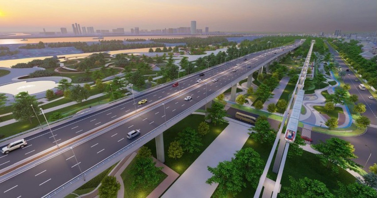 Phối cảnh dự án Trục Đại lộ cảnh quan sông Hồng.