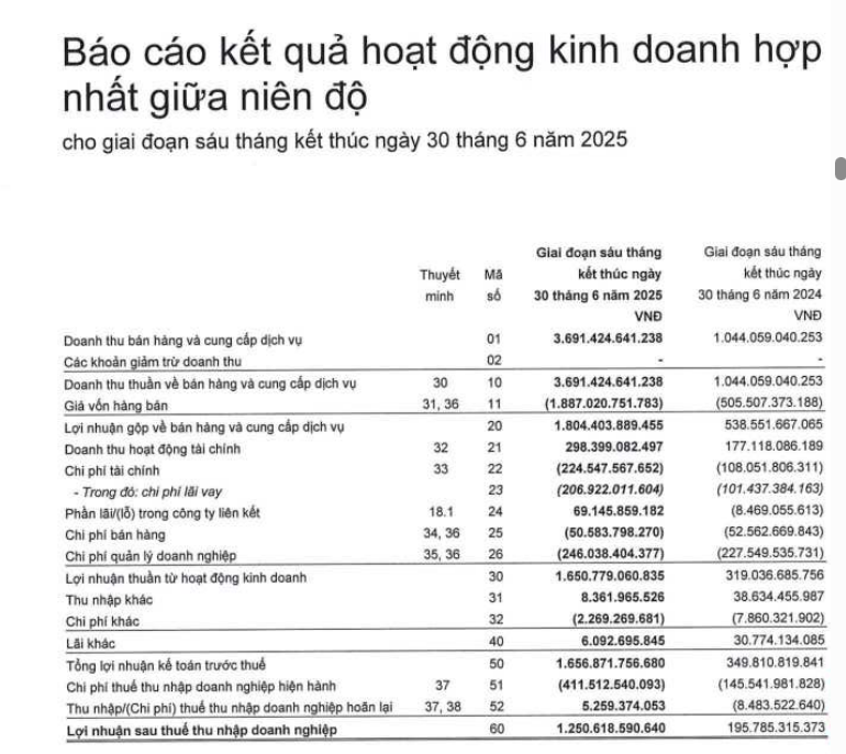 Tổng quan tình hình kinh doanh 6 tháng đầu năm của Kinh Bắc (Nguồn: Kinh Bắc)