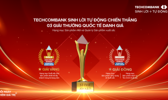 Sản phẩm Techcombank sinh lời tự động giành giải vàng Stevie Awards