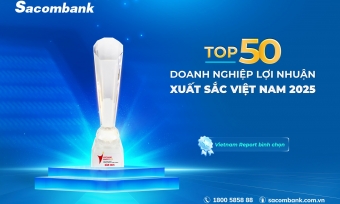 Sacombank thuộc Top 50 doanh nghiệp lợi nhuận xuất sắc Việt Nam 2025