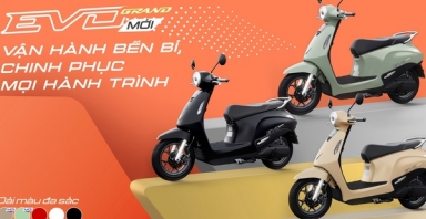 VinFast ra mắt xe máy điện Evo Grand với 2 pin có thể tháo rời, đi được tới 262 km/lần sạc