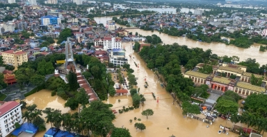 Mưa lớn gây ngập lụt diện rộng tại Thái Nguyên
