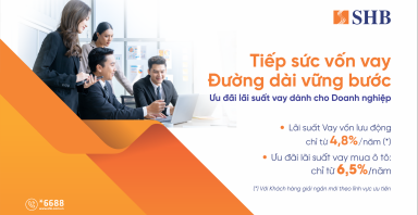 SHB mở rộng gói tín dụng “Tiếp sức vốn vay - Đường dài vững bước” lên 16.000 tỷ đồng, lãi suất từ 4,8%