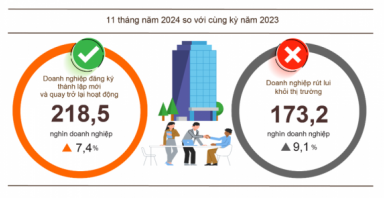 Bình quân mỗi tháng có 15,7 nghìn doanh nghiệp rút khỏi thị trường trong 2024