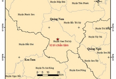 4 trận động đất liên tiếp xảy ra ở Quảng Nam và Kon Tum