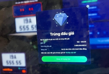 Biển ngũ quý 30K-555.55 được đấu giá 14,12 tỷ đồng