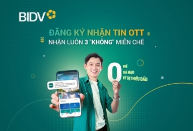 Nhận biến động số dư với mức phí 0 đồng tại BIDV