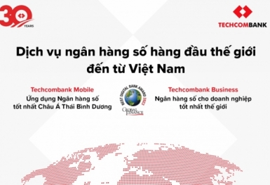 Techcombank thắng giải thưởng Dịch vụ ngân hàng số hàng đầu thế giới từ Global Finance