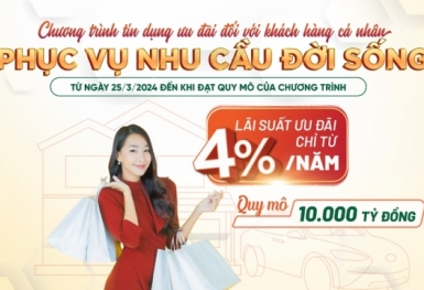 Ưu đãi khách hàng vay vốn phục vụ nhu cầu đời sống với lãi suất cho vay ngắn hạn chỉ từ 4,0%/năm