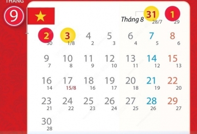 Lịch nghỉ lễ Quốc Khánh năm 2024 người lao động được nghỉ 4 ngày