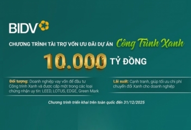 BIDV dành 10.000 tỷ đồng tài trợ các dự án “Công trình Xanh”