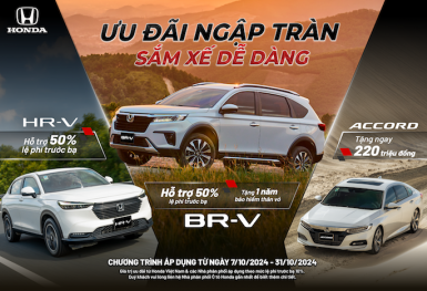 Honda tung loạt ưu đãi khủng cho khách mua Honda BR-V, Honda HR-V, Honda Accord trong tháng 10