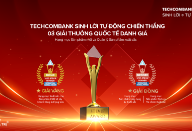 Sản phẩm Techcombank sinh lời tự động giành giải vàng Stevie Awards