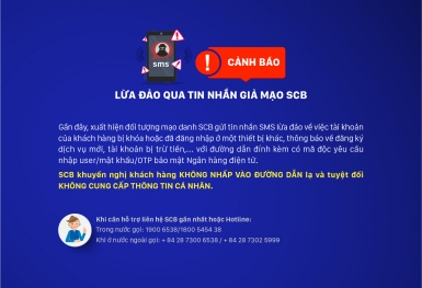 SCB cảnh báo lừa đảo qua tin nhắn giả mạo