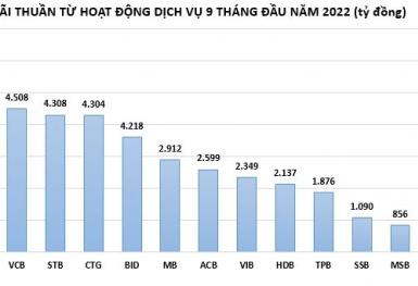 Lãi thuần từ mảng hoạt động dịch vụ tại các ngân hàng biến động trái chiều