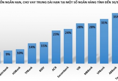 Tỷ lệ vốn ngắn hạn, cho vay trung dài hạn tại các ngân hàng hiện ra sao?