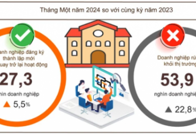 Tháng đầu năm 2024, Việt Nam có thêm 13.500 doanh nghiệp mới