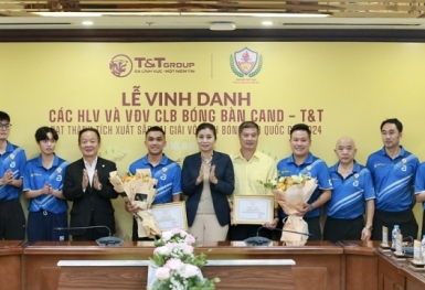 CLB Bóng bàn CAND - T&T nhận thưởng kỷ lục sau thành tích xuất sắc ở các giải quốc gia
