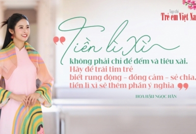 Hoa hậu Ngọc Hân: “Có nhiều cách lì xì thay vì dạy trẻ đếm tiền trong phong bao đỏ”