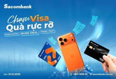 Chủ thẻ tín dụng Sacombank hưởng ưu đãi hoàn tiền lên đến 2 triệu đồng và cơ hội trúng IPhone 17 Pro Max