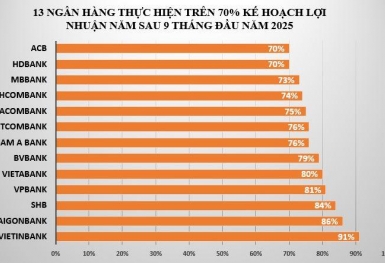 Dồn dập báo lãi lớn, các ngân hàng thực hiện được bao nhiêu kế hoạch lợi nhuận sau 9 tháng?