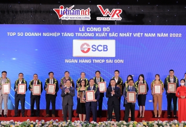 SCB được tôn vinh trong Top 50 doanh nghiệp tăng trưởng xuất sắc nhất Việt Nam