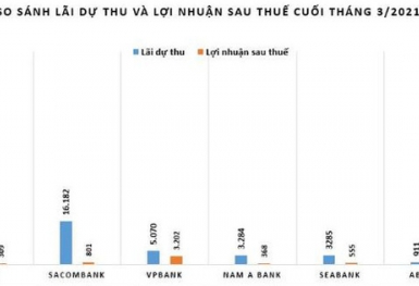 Lãi dự thu loạt ngân hàng cao gấp đôi lợi nhuận sau thuế