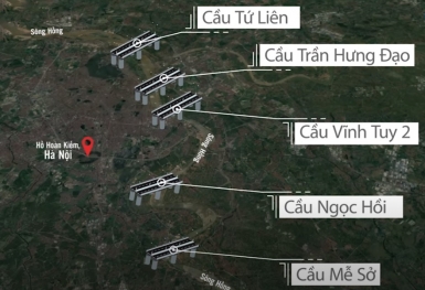 Chi tiết về 5 cây cầu nghìn tỷ bắc qua sông Hồng sắp được xây dựng ở Hà Nội