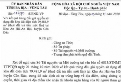 Bà Rịa-Vũng Tàu: Thẩm tra lại đấu giá đất vàng Côn Đảo