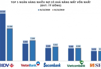Ngân hàng nào nhiều nợ có khả năng mất vốn nhất năm 2020?