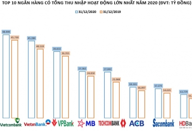 Ngân hàng nào có tổng thu nhập giảm mạnh nhất năm 2020?