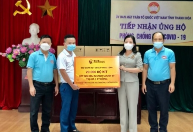T&T Group tặng 50.000 bộ kít xét nghiệm nhanh COVID-19 trị giá 7,5 tỷ đồng cho Thanh Hóa và Kiên Giang