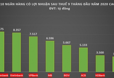 Những Ngân hàng nào có lợi nhuận thấp nhất 9 tháng đầu năm 2020?