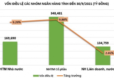 Vốn điều lệ nhóm ngân hàng biến động ra sao?