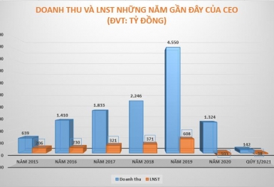 CEO Group tiếp tục báo lỗ hơn 38 tỷ đồng quý 1/2021, doanh thu bất động sản giảm mạnh