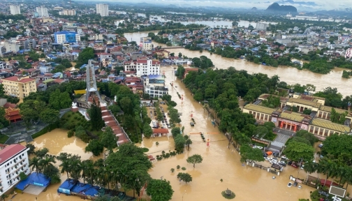 Mưa lớn gây ngập lụt diện rộng tại Thái Nguyên