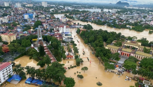 Mưa lớn gây ngập lụt diện rộng tại Thái Nguyên
