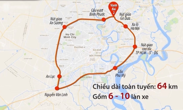 Đề xuất kinh phí hơn 17.000 tỷ đồng làm 6 km Vành đai 2 TP.HCM