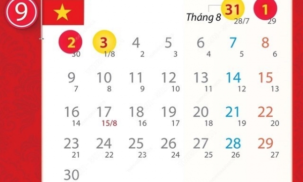 Lịch nghỉ lễ Quốc Khánh năm 2024 người lao động được nghỉ 4 ngày