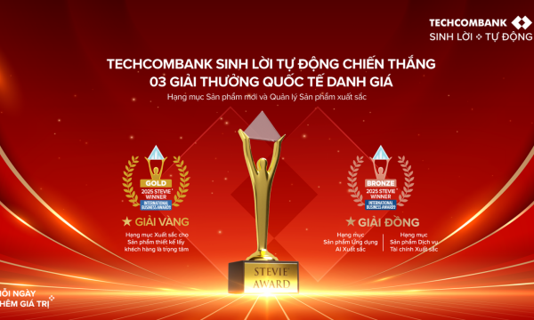Sản phẩm Techcombank sinh lời tự động giành giải vàng Stevie Awards