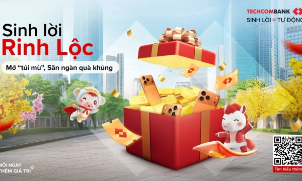 Mở túi mù, săn quà “khủng” cùng Techcombank “Sinh Lời Rinh Lộc”