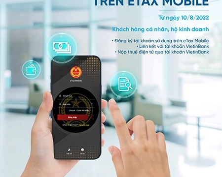 Nộp thuế điện tử 24/7 qua VietinBank trên eTax Mobile
