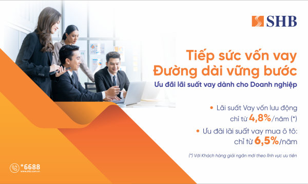 SHB mở rộng gói tín dụng “Tiếp sức vốn vay - Đường dài vững bước” lên 16.000 tỷ đồng, lãi suất từ 4,8%