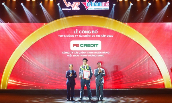 FE CREDIT vinh dự nhận Giải thưởng Top 5 Công ty Uy tín Ngành Tài chính năm 2024 với vị trí dẫn đầu