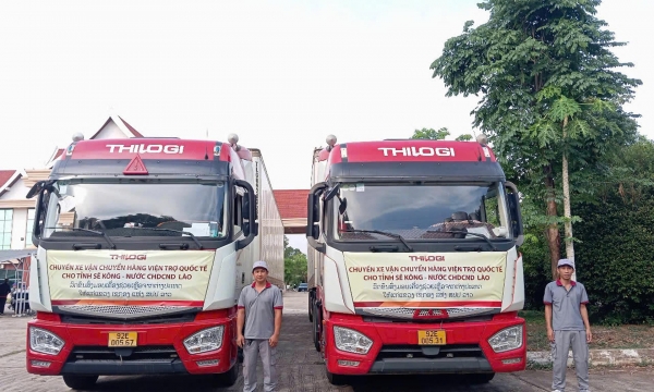 THILOGI vận chuyển hàng viện trợ quốc tế cho tỉnh Sê Kông, Lào