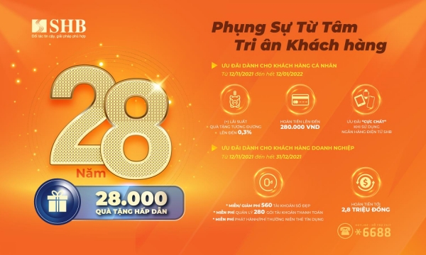 Tưng bừng sinh nhật 28 năm: SHB tri ân khách hàng 28.000 quà tặng