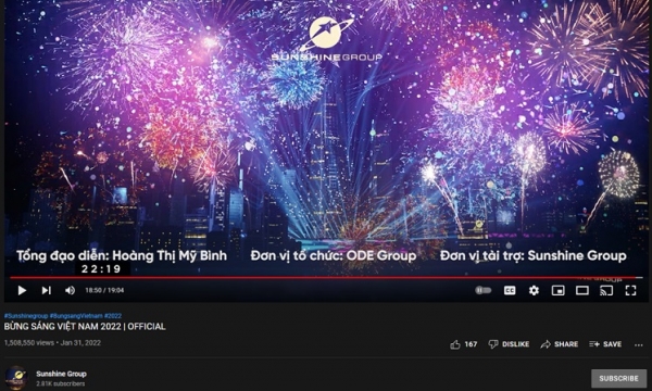 'Bừng sáng Việt Nam 2022' của ODE Group đạt hơn 1,5 triệu view sau 3 ngày đăng tải trên Youtube
